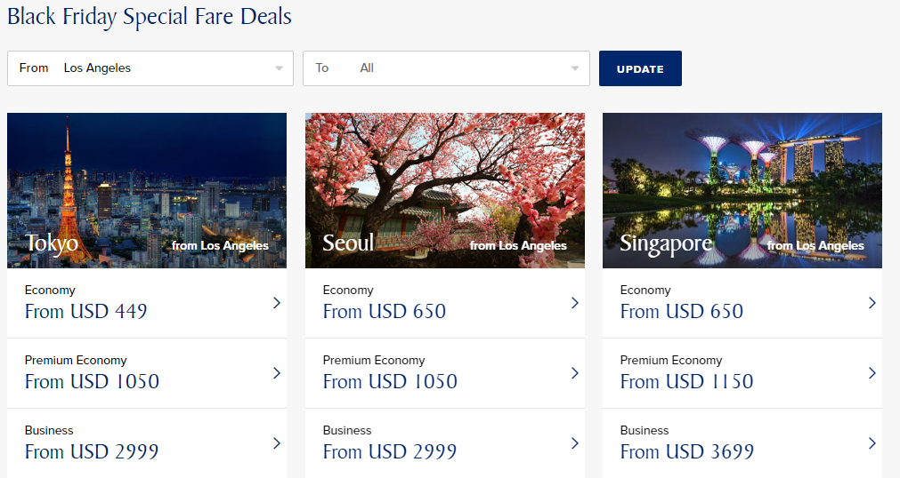 Singapore Airlines Black Friday Sale! 499 LA to Tokyo, 650 LA to