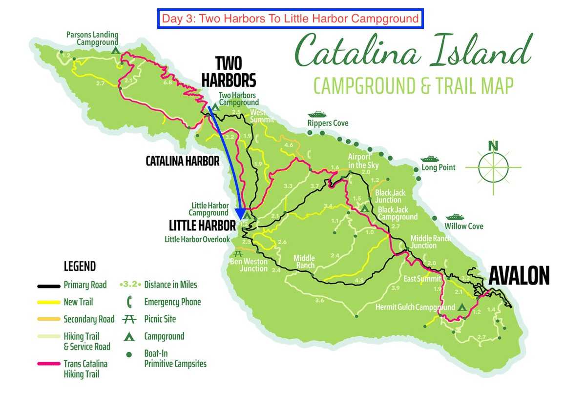 Catalina Island Trail Map Day 3 
